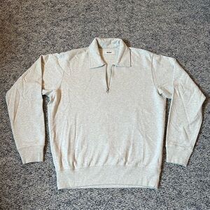 Buck Mason Heathered Oat Zip Sweatshirt